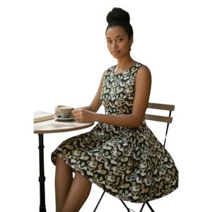 Sleeveless Fit and Flare Cotton Box Pleat Butterfly Dress Fully Lined size 12